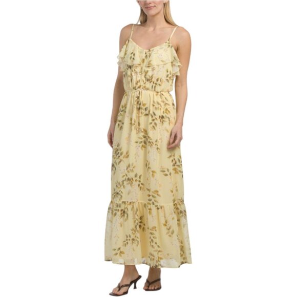 NICOLE MILLER NEW YORK Ruffle Belted Maxi Dress
